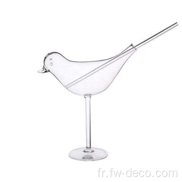 verres à cocktail à oiseaux uniques avec paille